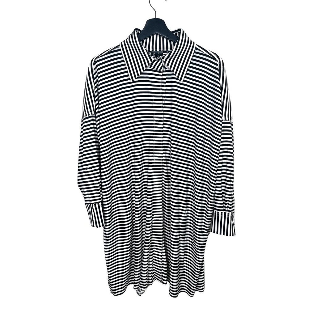 Normakamali‎ black white striped loose lagen look tunic dress sz XS